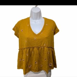 Penelope Rose Embroidered Empire Babydoll Top Blouse L 90s Y2K Grunge Romantic